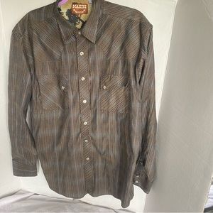 Maxini premium men’s L western long sleeve snap-up shirt